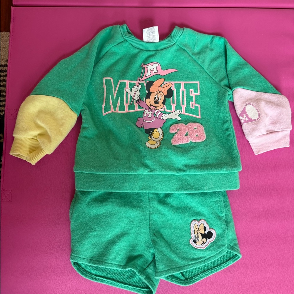 Disney Green and Yellow Minnie Mouse Kids Matching Set